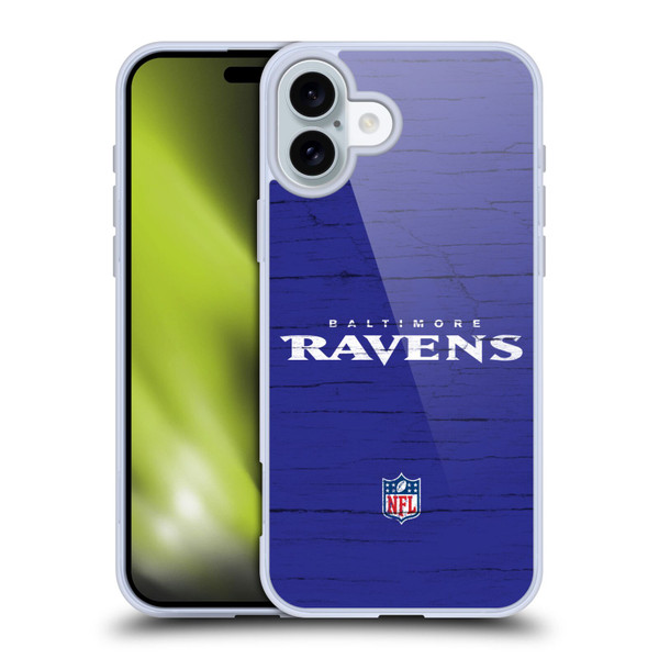 NFL Baltimore Ravens Logo Distressed Look Soft Gel Case for Apple iPhone 16 Plus NFL Baltimore Ravens Logo Distressed Look Soft Gel Case for Apple iPhone 16 Plus