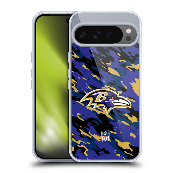 NFL Baltimore Ravens Logo Camou Soft Gel Case for Google Pixel 9 Pro XL