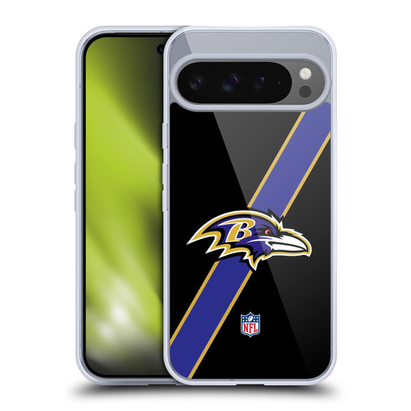 NFL Baltimore Ravens Logo Stripes Soft Gel Case for Google Pixel 9 Pro XL