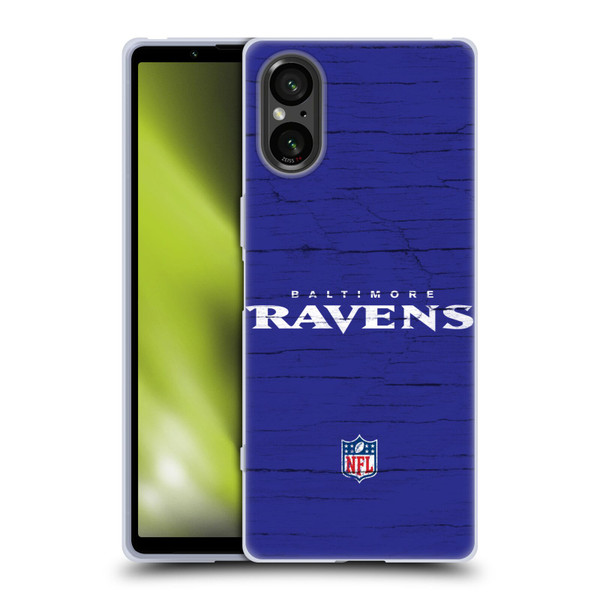 NFL Baltimore Ravens Logo Distressed Look Soft Gel Case for Sony Xperia 5 V 5G