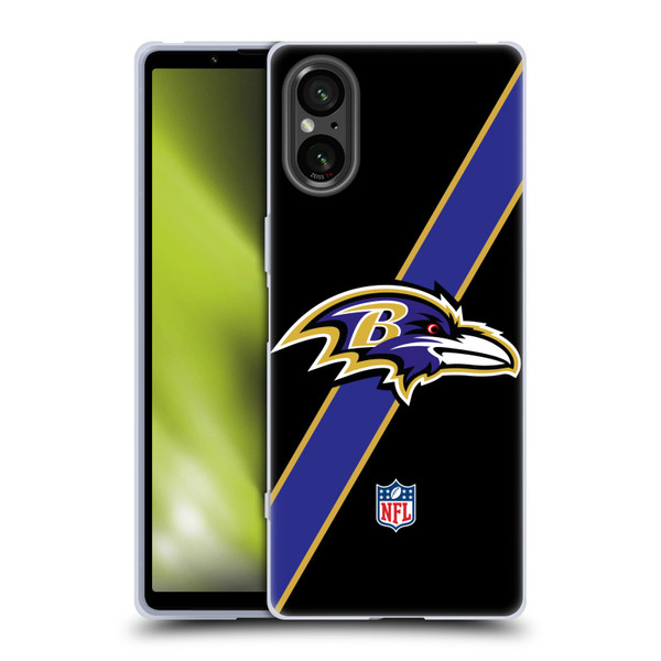 NFL Baltimore Ravens Logo Stripes Soft Gel Case for Sony Xperia 5 V 5G