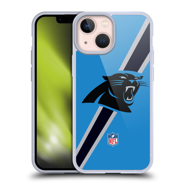 NFL Carolina Panthers Logo Stripes Soft Gel Case for Apple iPhone 13 Mini