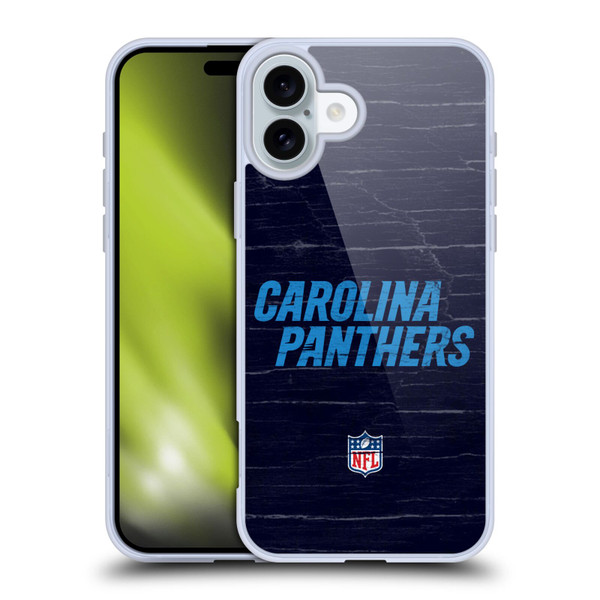 NFL Carolina Panthers Logo Distressed Look Soft Gel Case for Apple iPhone 16 Plus