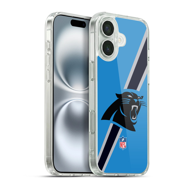 NFL Carolina Panthers Logo Stripes Soft Gel Case for Apple iPhone 16 Plus & MagSafe