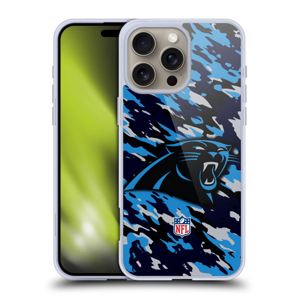 NFL Carolina Panthers Logo Camou Soft Gel Case for Apple iPhone 16 Pro Max