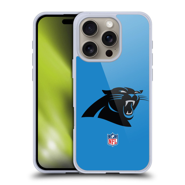 NFL Carolina Panthers Logo Plain Soft Gel Case for Apple iPhone 16 Pro