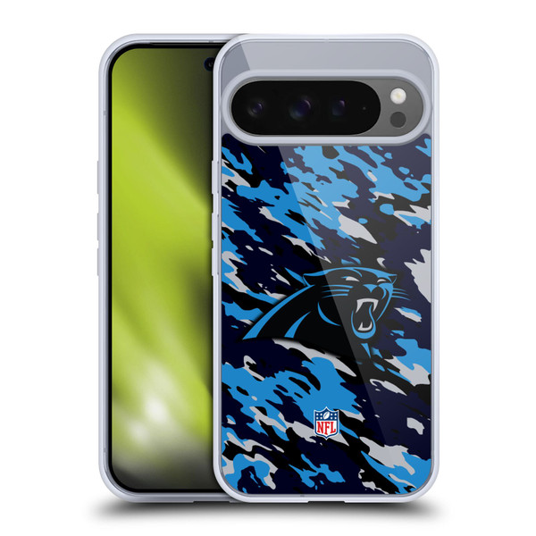 NFL Carolina Panthers Logo Camou Soft Gel Case for Google Pixel 9 Pro XL