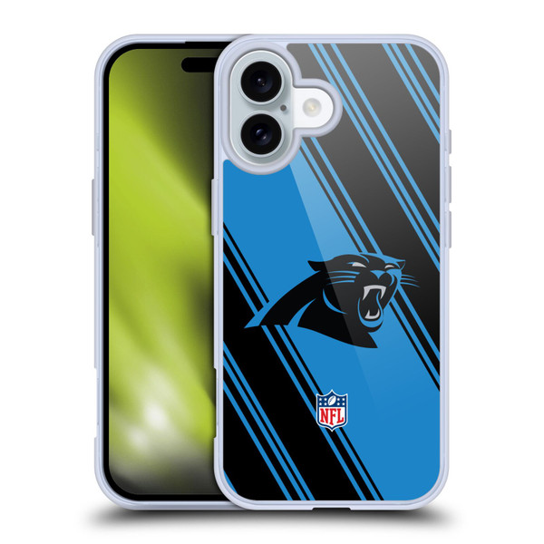 NFL Carolina Panthers Artwork Stripes Soft Gel Case for Apple iPhone 16
