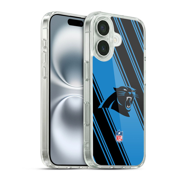 NFL Carolina Panthers Artwork Stripes Soft Gel Case for Apple iPhone 16 & MagSafe