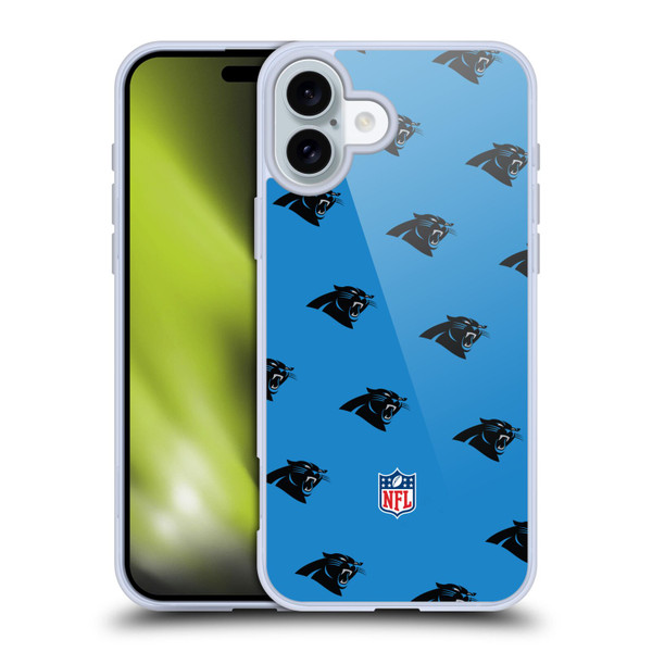 NFL Carolina Panthers Artwork Patterns Soft Gel Case for Apple iPhone 16 Plus