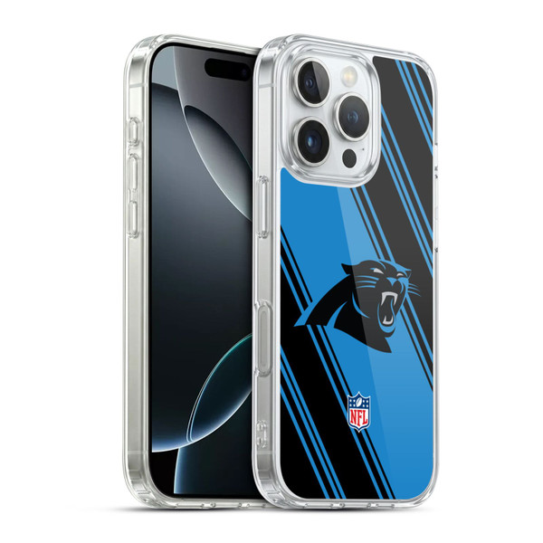 NFL Carolina Panthers Artwork Stripes Soft Gel Case for Apple iPhone 16 Pro & MagSafe