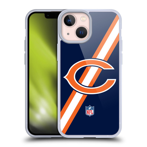 NFL Chicago Bears Logo Stripes Soft Gel Case for Apple iPhone 13 Mini