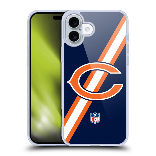 NFL Chicago Bears Logo Stripes Soft Gel Case for Apple iPhone 16 Plus
