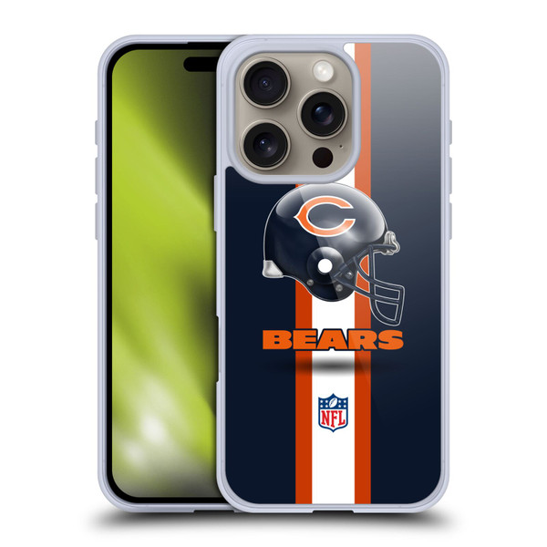 NFL Chicago Bears Logo Helmet Soft Gel Case for Apple iPhone 16 Pro