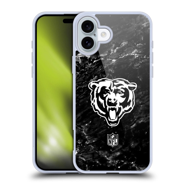 NFL Chicago Bears Artwork Marble Soft Gel Case for Apple iPhone 16 Plus