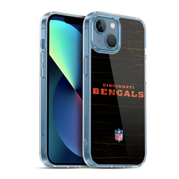 NFL Cincinnati Bengals Logo Distressed Look Soft Gel Case for Apple iPhone 13 Mini & MagSafe