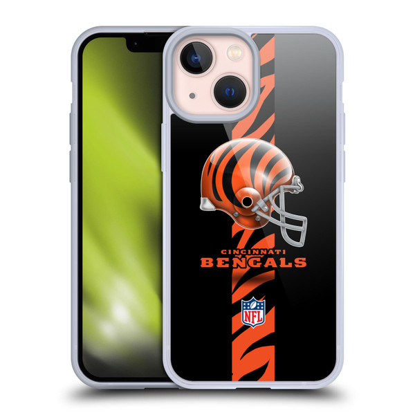 NFL Cincinnati Bengals Logo Helmet Soft Gel Case for Apple iPhone 13 Mini