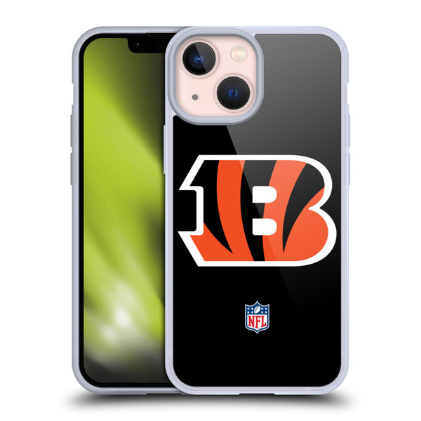 NFL Cincinnati Bengals Logo Plain Soft Gel Case for Apple iPhone 13 Mini