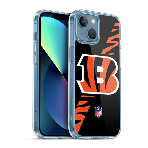 NFL Cincinnati Bengals Logo Stripes Soft Gel Case for Apple iPhone 13 Mini & MagSafe