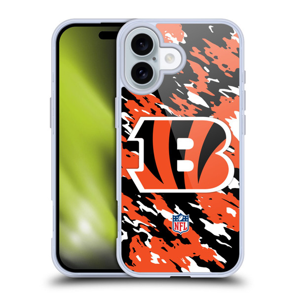NFL Cincinnati Bengals Logo Camou Soft Gel Case for Apple iPhone 16