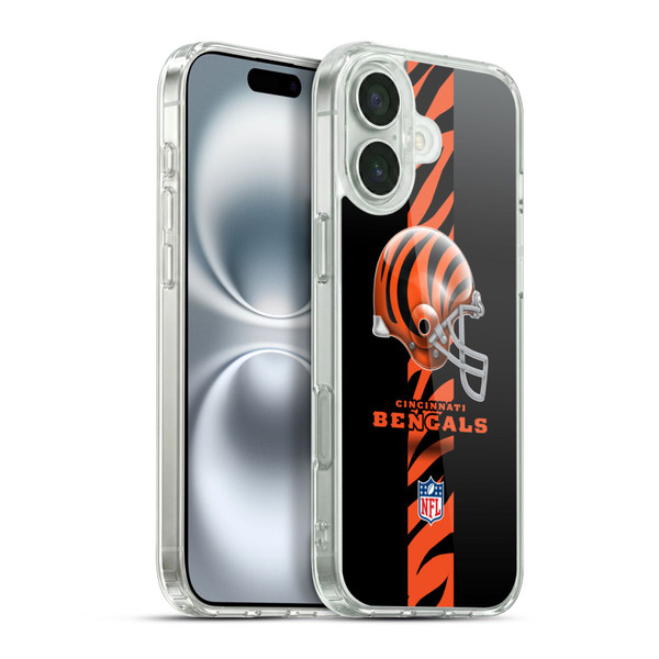 NFL Cincinnati Bengals Logo Helmet Soft Gel Case for Apple iPhone 16 Plus & MagSafe