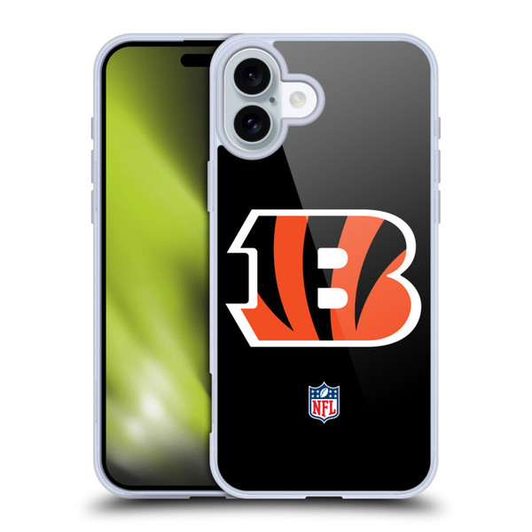 NFL Cincinnati Bengals Logo Plain Soft Gel Case for Apple iPhone 16 Plus
