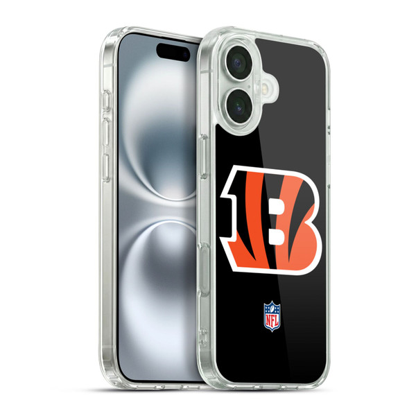 NFL Cincinnati Bengals Logo Plain Soft Gel Case for Apple iPhone 16 Plus & MagSafe