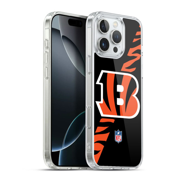 NFL Cincinnati Bengals Logo Stripes Soft Gel Case for Apple iPhone 16 Pro Max & MagSafe