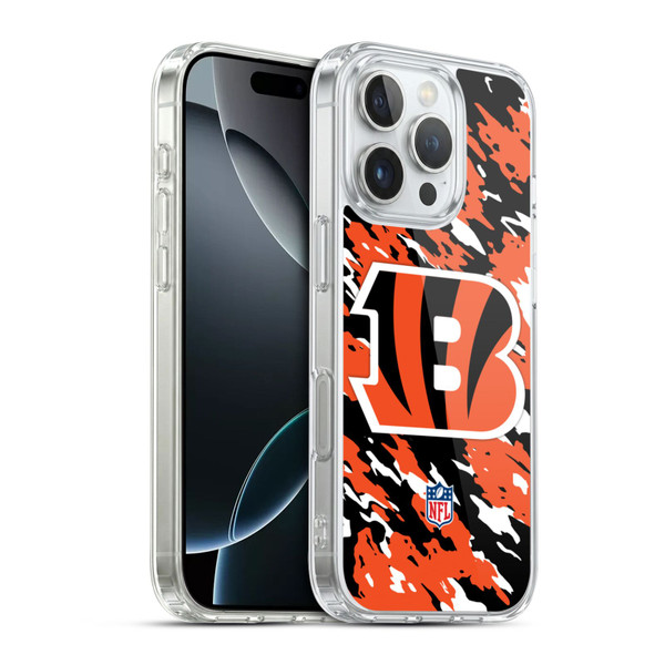 NFL Cincinnati Bengals Logo Camou Soft Gel Case for Apple iPhone 16 Pro & MagSafe