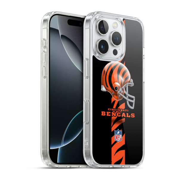 NFL Cincinnati Bengals Logo Helmet Soft Gel Case for Apple iPhone 16 Pro & MagSafe