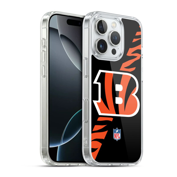 NFL Cincinnati Bengals Logo Stripes Soft Gel Case for Apple iPhone 16 Pro & MagSafe