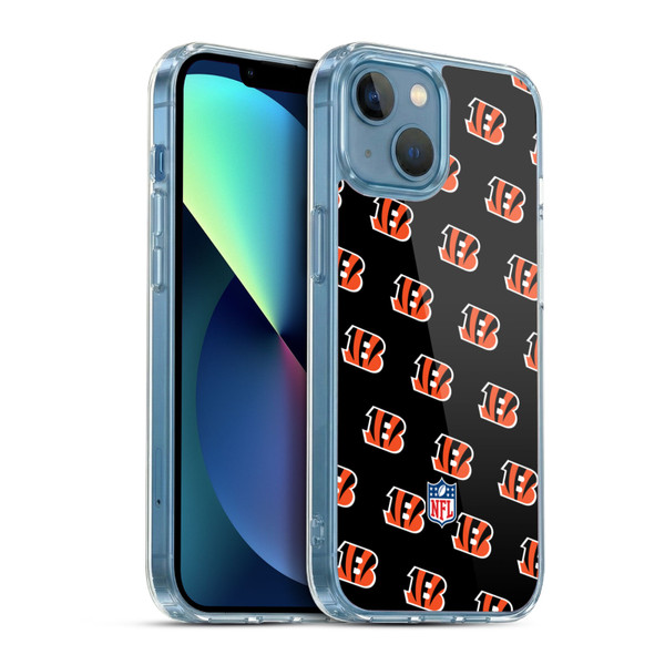 NFL Cincinnati Bengals Artwork Patterns Soft Gel Case for Apple iPhone 13 Mini & MagSafe