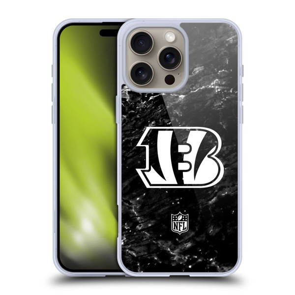 NFL Cincinnati Bengals Artwork Marble Soft Gel Case for Apple iPhone 16 Pro Max