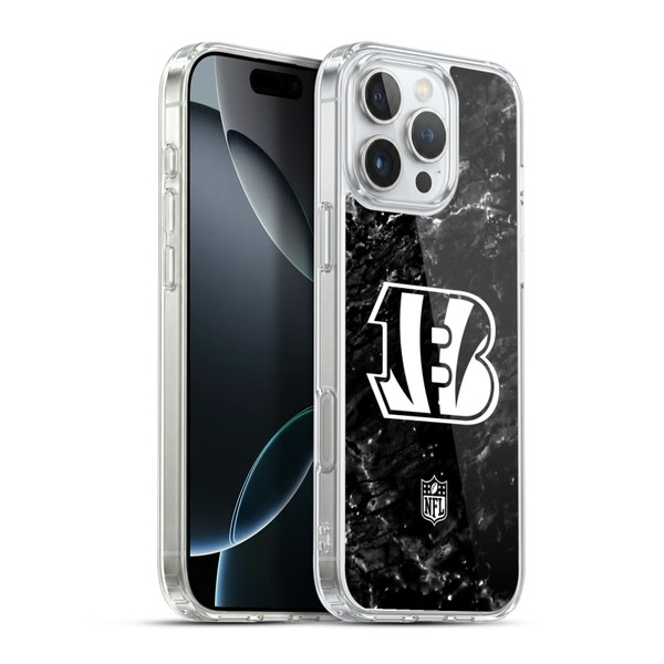 NFL Cincinnati Bengals Artwork Marble Soft Gel Case for Apple iPhone 16 Pro Max & MagSafe