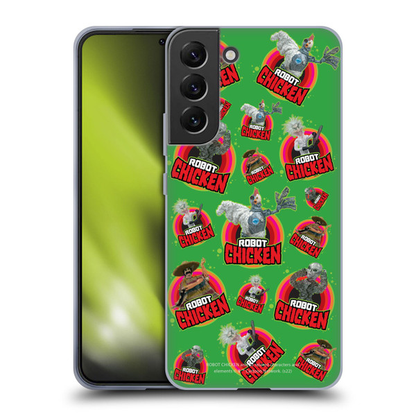 Robot Chicken Graphics Icons Soft Gel Case for Samsung Galaxy S22+ 5G