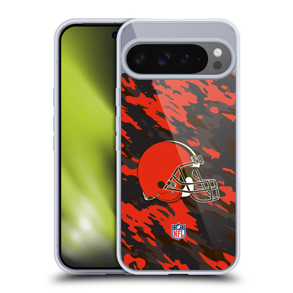 NFL Cleveland Browns Logo Camou Soft Gel Case for Google Pixel 9 Pro XL