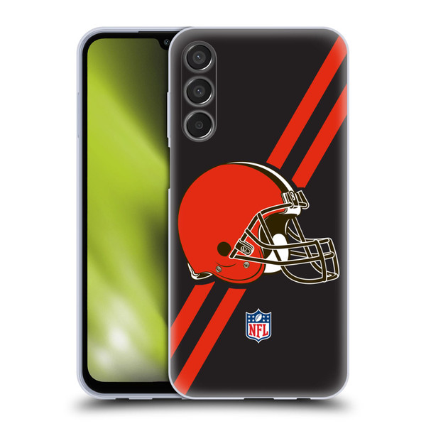 NFL Cleveland Browns Logo Stripes Soft Gel Case for Samsung Galaxy M15/F15 5G