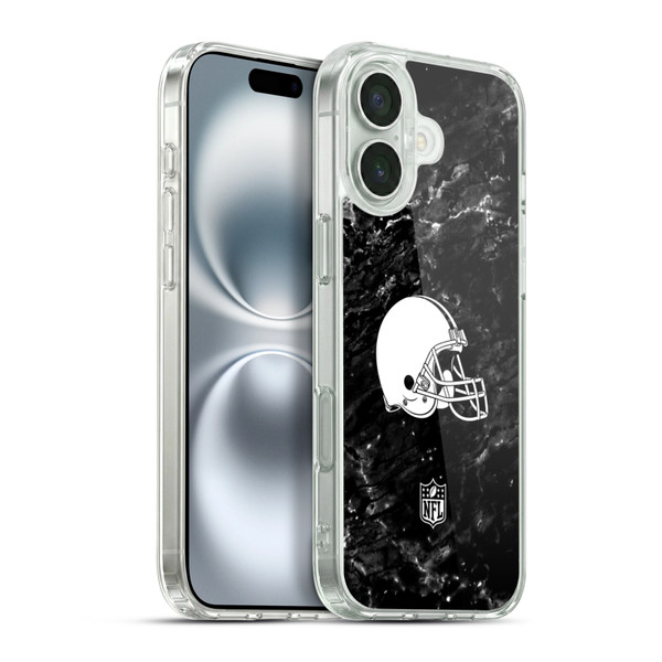 NFL Cleveland Browns Artwork Marble Soft Gel Case for Apple iPhone 16 Plus & MagSafe