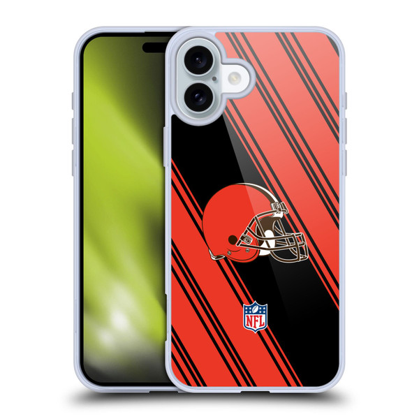 NFL Cleveland Browns Artwork Stripes Soft Gel Case for Apple iPhone 16 Plus