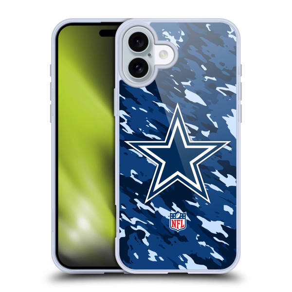 NFL Dallas Cowboys Logo Camou Soft Gel Case for Apple iPhone 16 Plus NFL Dallas Cowboys Logo Camou Soft Gel Case for Apple iPhone 16 Plus