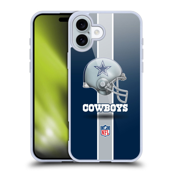 NFL Dallas Cowboys Logo Helmet Soft Gel Case for Apple iPhone 16 Plus