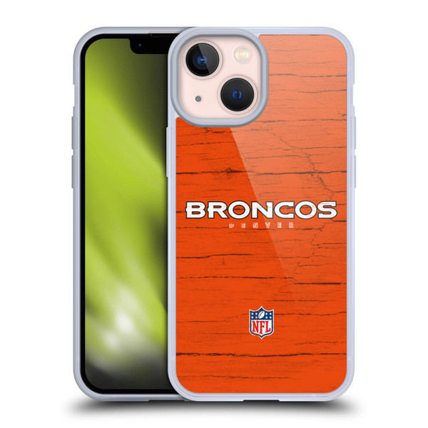 NFL Denver Broncos Logo Distressed Look Soft Gel Case for Apple iPhone 13 Mini