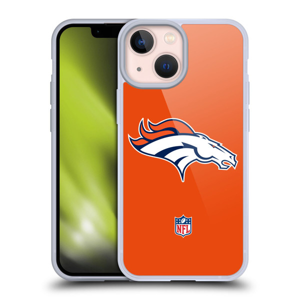 NFL Denver Broncos Logo Plain Soft Gel Case for Apple iPhone 13 Mini