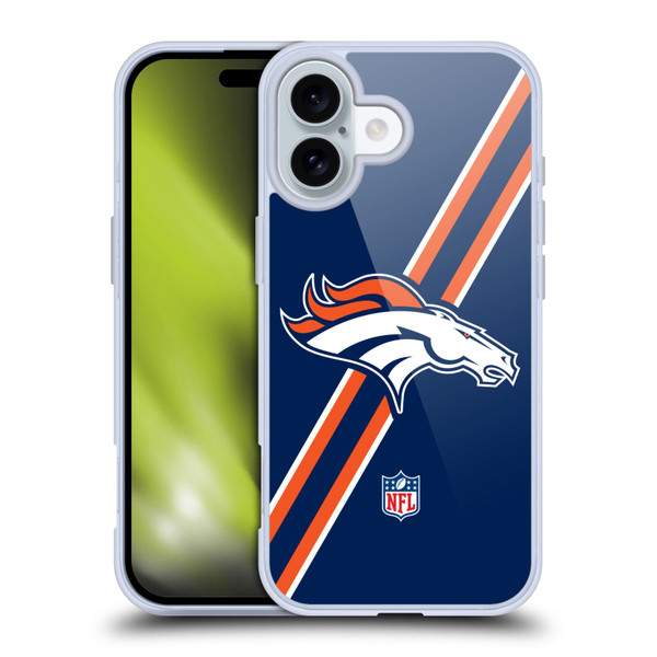 NFL Denver Broncos Logo Stripes Soft Gel Case for Apple iPhone 16