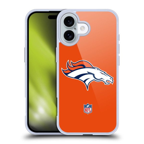 NFL Denver Broncos Logo Plain Soft Gel Case for Apple iPhone 16