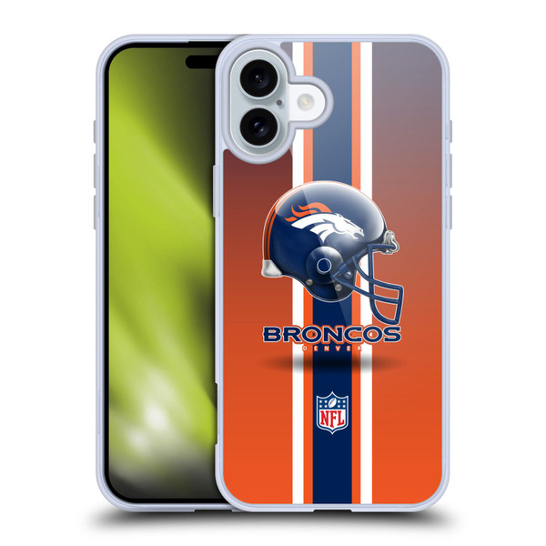NFL Denver Broncos Logo Helmet Soft Gel Case for Apple iPhone 16 Plus