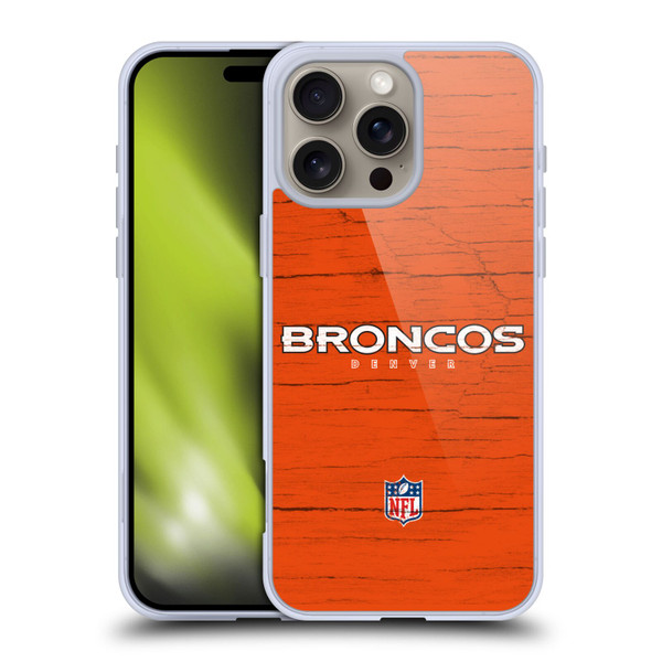 NFL Denver Broncos Logo Distressed Look Soft Gel Case for Apple iPhone 16 Pro Max