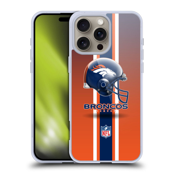 NFL Denver Broncos Logo Helmet Soft Gel Case for Apple iPhone 16 Pro Max