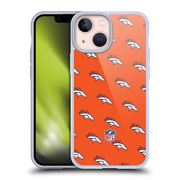 NFL Denver Broncos Artwork Patterns Soft Gel Case for Apple iPhone 13 Mini