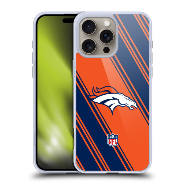 NFL Denver Broncos Artwork Stripes Soft Gel Case for Apple iPhone 16 Pro Max